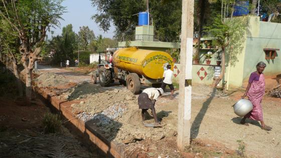 Road repairs in India