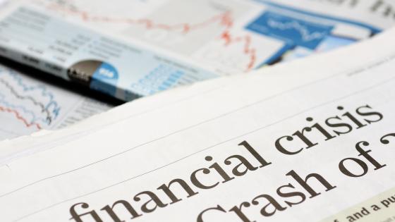 Financial crisis newspaper headline