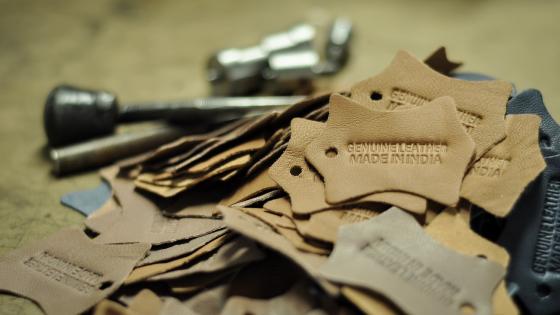 Genuine Leather and Made in India embossed on Leather labels