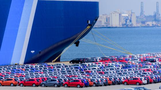 Cars ready for export at Yokohama