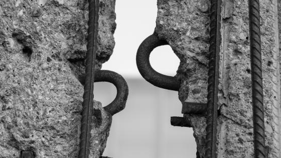 Close up of the remains of the Berlin Wall