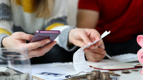 Couple reviewing their spending