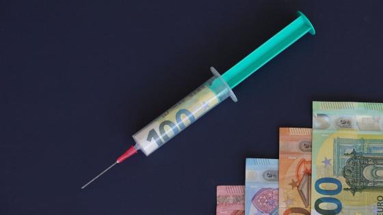 Euro note in syringe