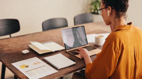 Woman working from home