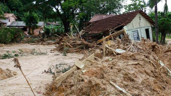 House damaged by mudslide after heavy rains in Brazil