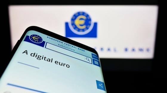 Digital euro page on ECB website displaying on mobile phone