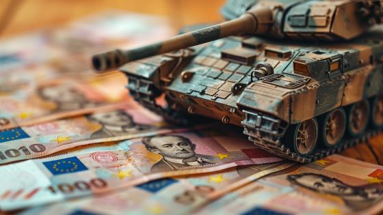 Tank on top of euro notes