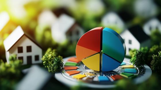 A financial pie chart showing the percentage breakdown of a household budget