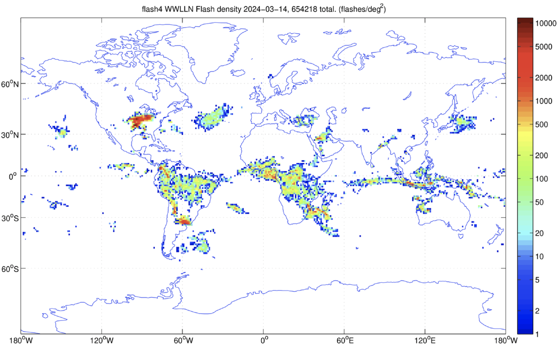 Figure 2 Global lightning strike distribution